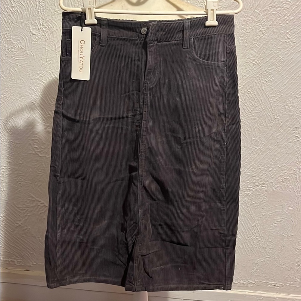Chouyatou Women's A-Line Corduroy Skirt - Gray